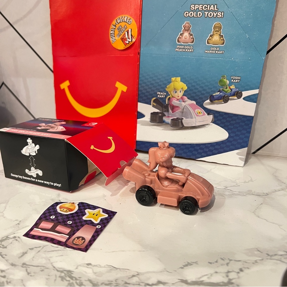 McDonald's Happy Meal Toy Nintendo Mario Kart - #10 Pink Gold Peach Kart